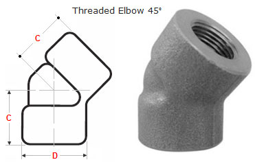 45 Degree Threaded Elbow Dimensions